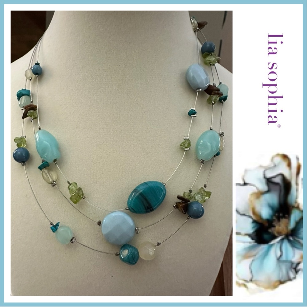 Lia Sophia ISLANDER 408 Necklace 16-19’ Cut Crystals & Resin Beads